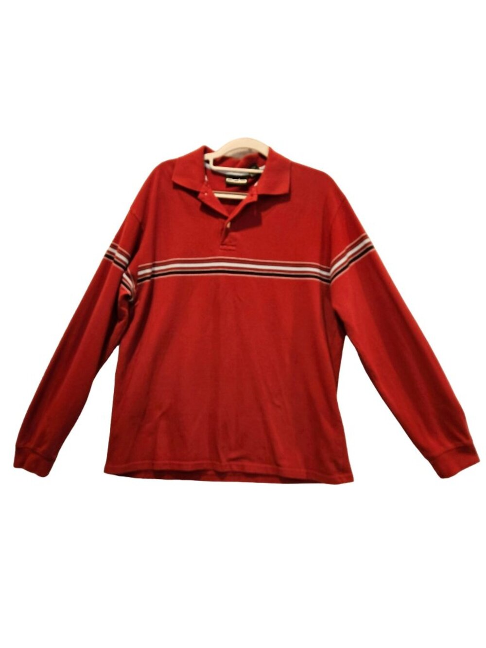 ODO rugby shirt Mens L Red Black Grey polo long sleeves Athletic casual school